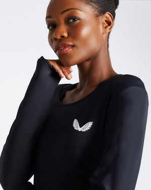 Women's Black Active Long Sleeve Crop Top